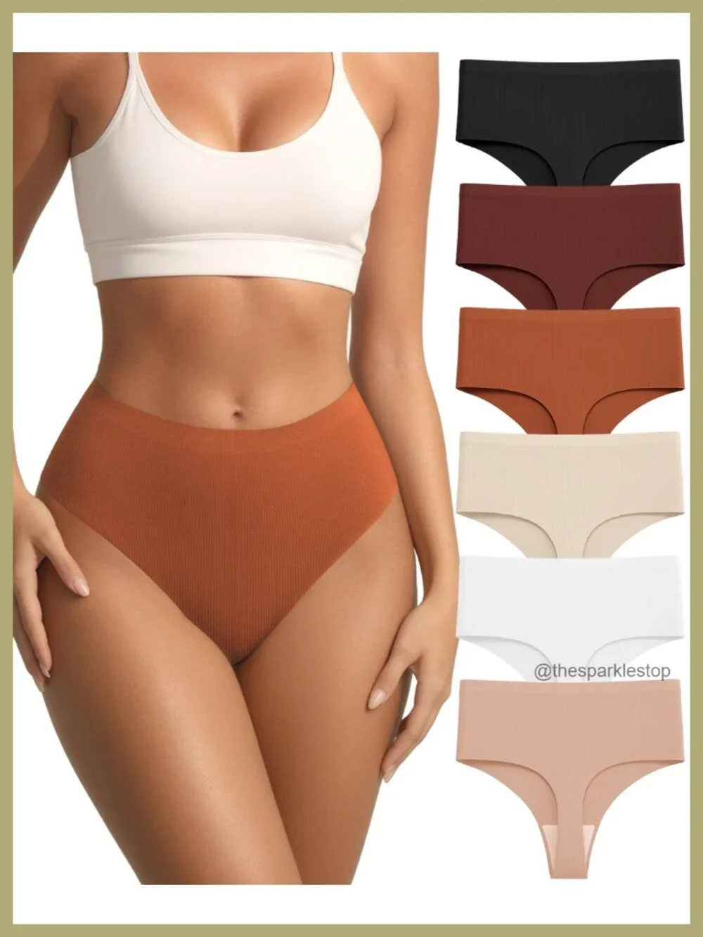 Seamless High Waisted Thongs 6 Pack No Show Breathable Yoga